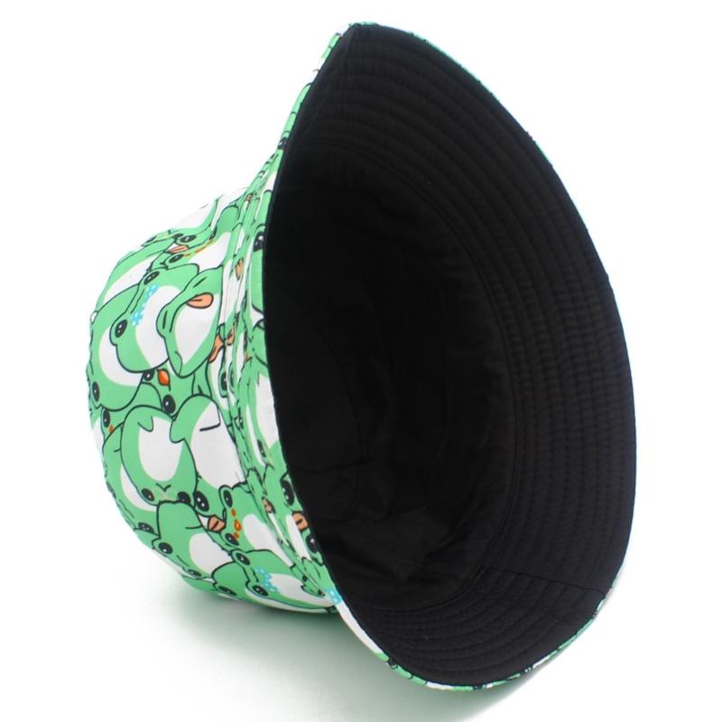 A52E Frogs Print Bucket Hat So - Packable Hat Nylon ulasan dan harga