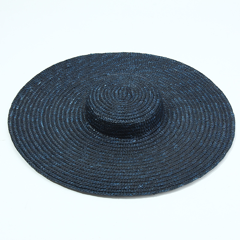 15cm Wide Brim Straw Hat Flat  - Bucket Hat Straw ulasan dan harga