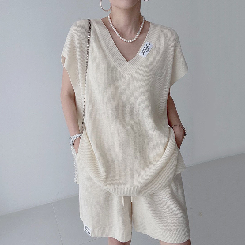 Women Two Pieces Short Sets Kn - Short Linen Drawstring ulasan dan harga