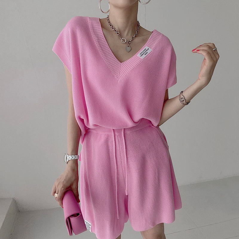 Women Two Pieces Short Sets Kn - Short Linen Drawstring ulasan dan harga