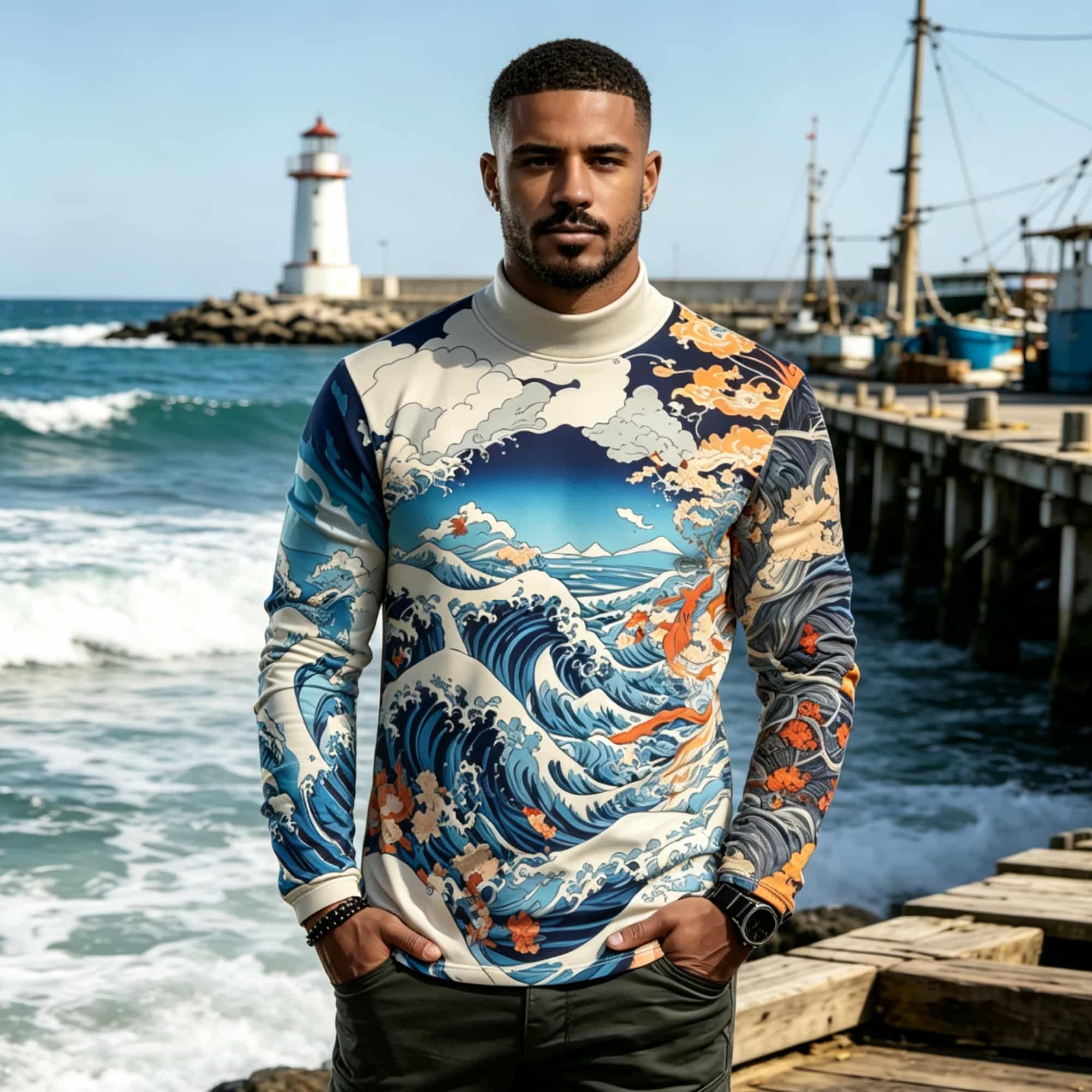 Japanese Ukiyo-e Wave Graphic  - Tee Graphic Print ulasan dan harga