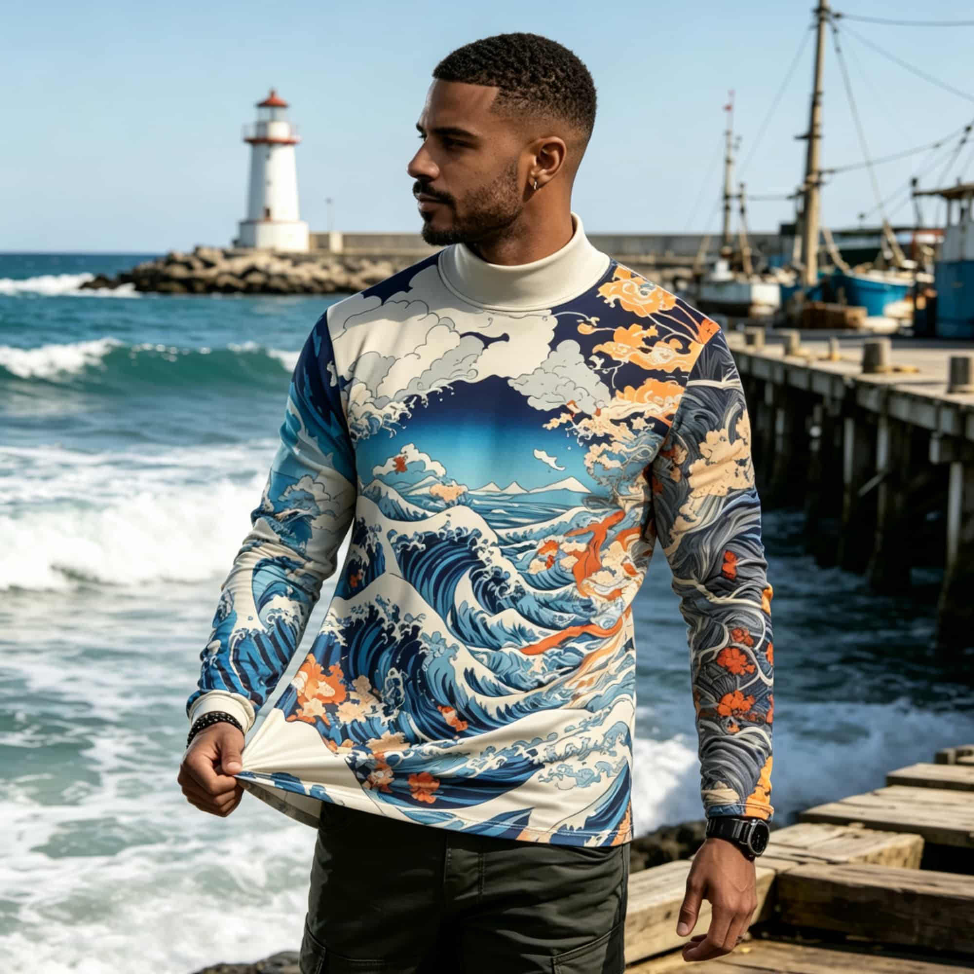 Japanese Ukiyo-e Wave Graphic  - Tee Graphic Print ulasan dan harga
