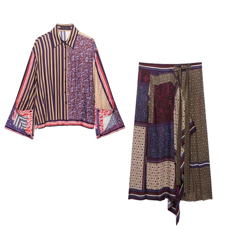 2026 Elegant Chic Printed Saro - Shirt Camp Collar ulasan dan harga