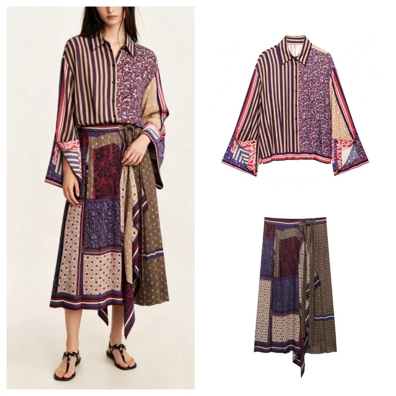 2026 Elegant Chic Printed Saro - Shirt Camp Collar ulasan dan harga