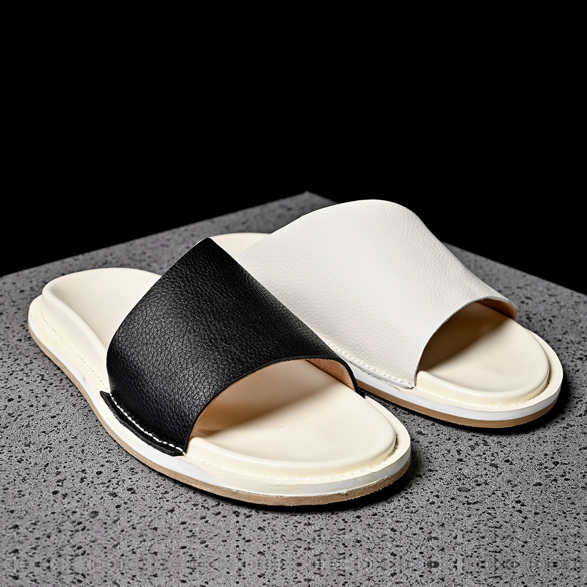 High Quality Soft Men Genuine  - Flip Flop Leather Men ulasan dan harga