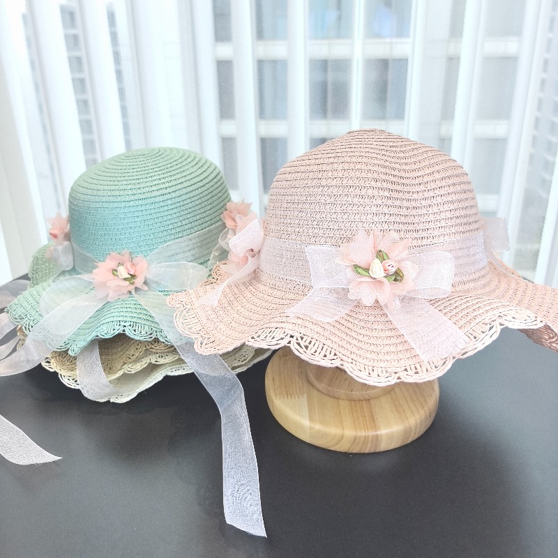 Girls 2pcs Straw Hat Solid Col - Bucket Hat Straw ulasan dan harga