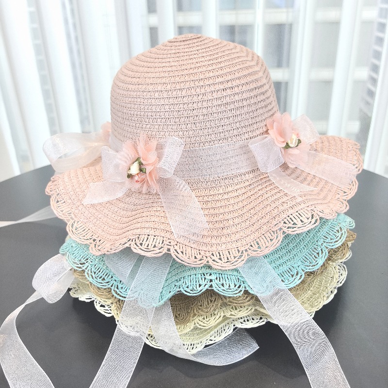 Girls 2pcs Straw Hat Solid Col - Bucket Hat Straw ulasan dan harga